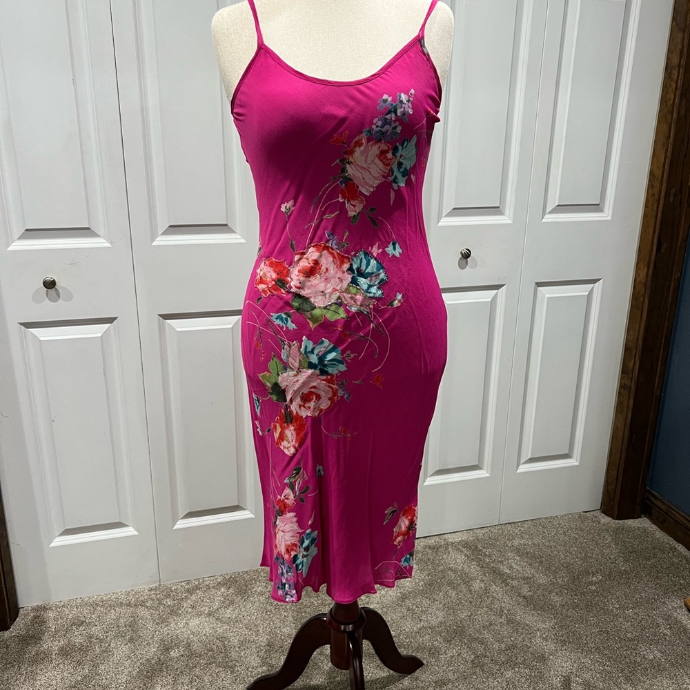 Vintage Angie Floral Pink Bias Cut Slip Dress